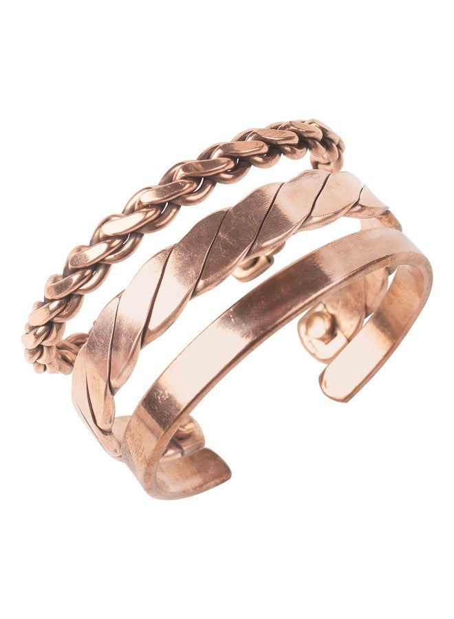 HindCraft Copper Kada for Men & Women, Ashtadhatu Kada, Stylish Hand Bracelet for Men, Pure Copper Bangle, Men’s Jewelry, Gift for Him & Her, Copper Kada (Set of 3) - Image 1