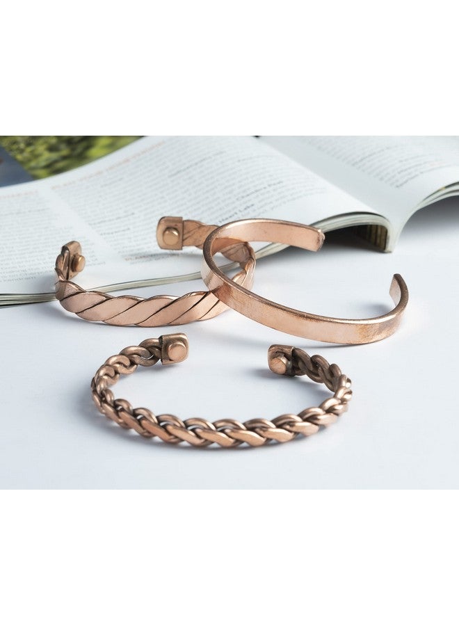 HindCraft Copper Kada for Men & Women, Ashtadhatu Kada, Stylish Hand Bracelet for Men, Pure Copper Bangle, Men’s Jewelry, Gift for Him & Her, Copper Kada (Set of 3) - Image 2