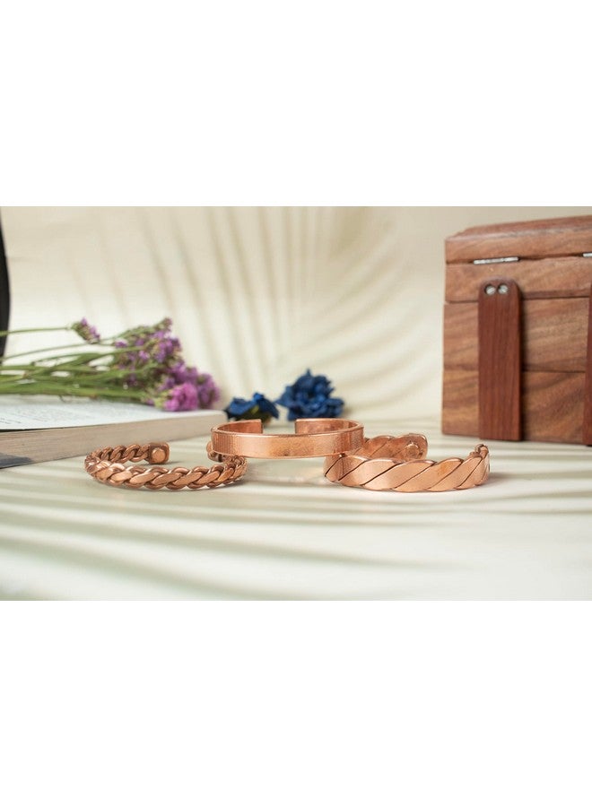 HindCraft Copper Kada for Men & Women, Ashtadhatu Kada, Stylish Hand Bracelet for Men, Pure Copper Bangle, Men’s Jewelry, Gift for Him & Her, Copper Kada (Set of 3) - Image 3