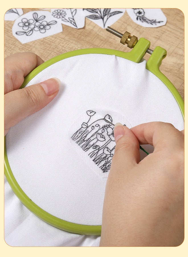 Embroidery Pattern Water Soluble Embroidery Stabilizers, Stick and Stitch Embroidery Paper Wash Away with Pre-Printed Pattern Designs Stencils Transfers for Hand Sewing Lover Beginner - Image 5