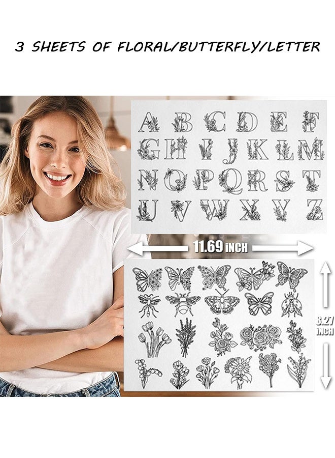 Embroidery Pattern Water Soluble Embroidery Stabilizers, Stick and Stitch Embroidery Paper Wash Away with Pre-Printed Pattern Designs Stencils Transfers for Hand Sewing Lover Beginner - Image 2