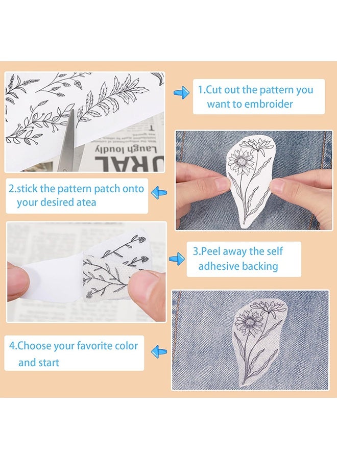 Embroidery Pattern Water Soluble Embroidery Stabilizers, Stick and Stitch Embroidery Paper Wash Away with Pre-Printed Pattern Designs Stencils Transfers for Hand Sewing Lover Beginner - Image 3