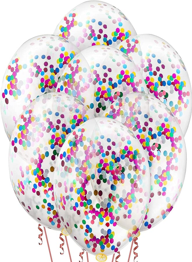 Secret 7 Pieces 36 Inch Jumbo Confetti Balloons Round Latex Balloons Multicolor
