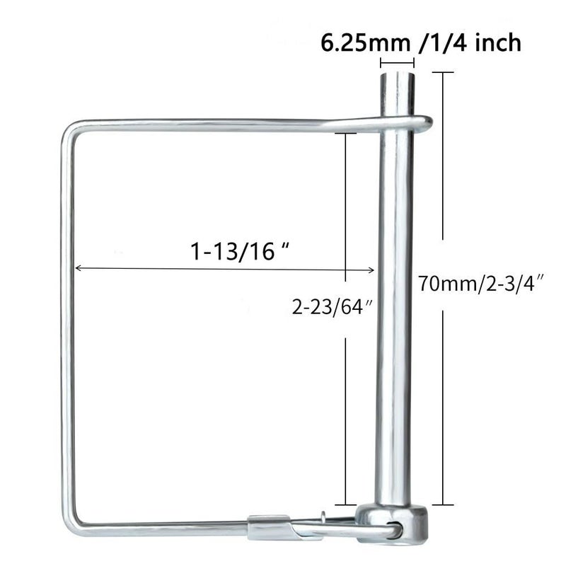 Comonc 10 PCS Square Pto Pin Shaft Locking Pin 1/4 pin Hitch pin Wire Lock Pin Safety Coupler Pin 1/4" x 2-3/4"for PTO,Farm,Lawn,Hitches,and Garden (1/4 Trailer Coupler Pin) - Image 2