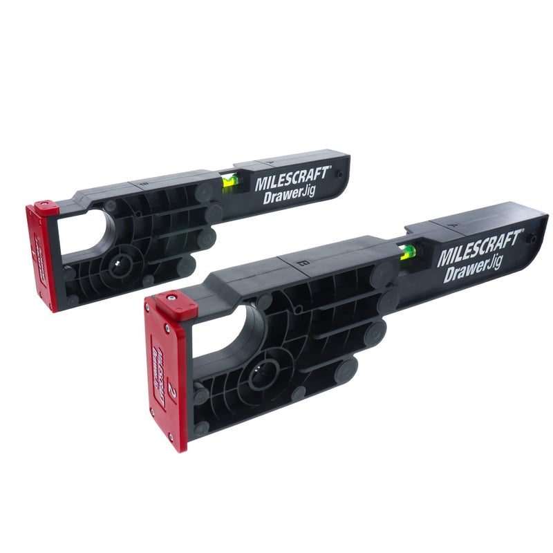 Milescraft 1341 Drawer Jig – Reversible Drawer Slide Jig for Drawer Installation – Easy-Align Tabs, Fences, and Level Position the Jigs for Accurate Support. Non-Marring Rubber to Protect Cabinets - Image 1