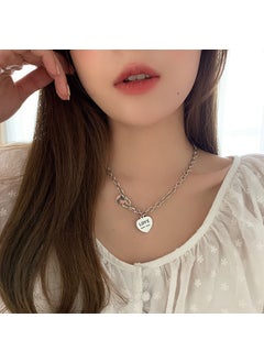 Generic Unique Heart Shaped Necklace Womens Vintage Fashion Love Letter Ot Buckle Lock Bone Chain Hip Hop Sweater Chain XL1280 