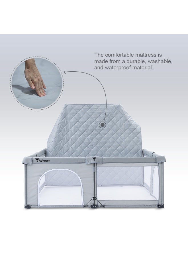 TEKNUM تكنوم ون - دقيقة طي - فتح ملعب الأطفال، 150 × 180 سم مع مرتبة وكور - رمادي - Image 4