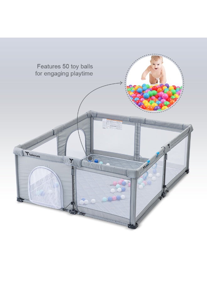 TEKNUM تكنوم ون - دقيقة طي - فتح ملعب الأطفال، 150 × 180 سم مع مرتبة وكور - رمادي - Image 3