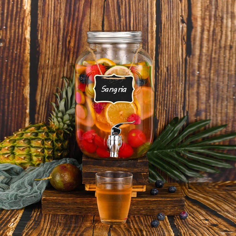 Eleganttime 1 Gallon Glass Drink Dispensers for Parties,2 Pack Beverage Dispenser with Fruit Infuser,Laundry Detergent Dispenser Punch Bowls Water Juice dispensers with Easy Flow Spigot for Outdoor - Image 5
