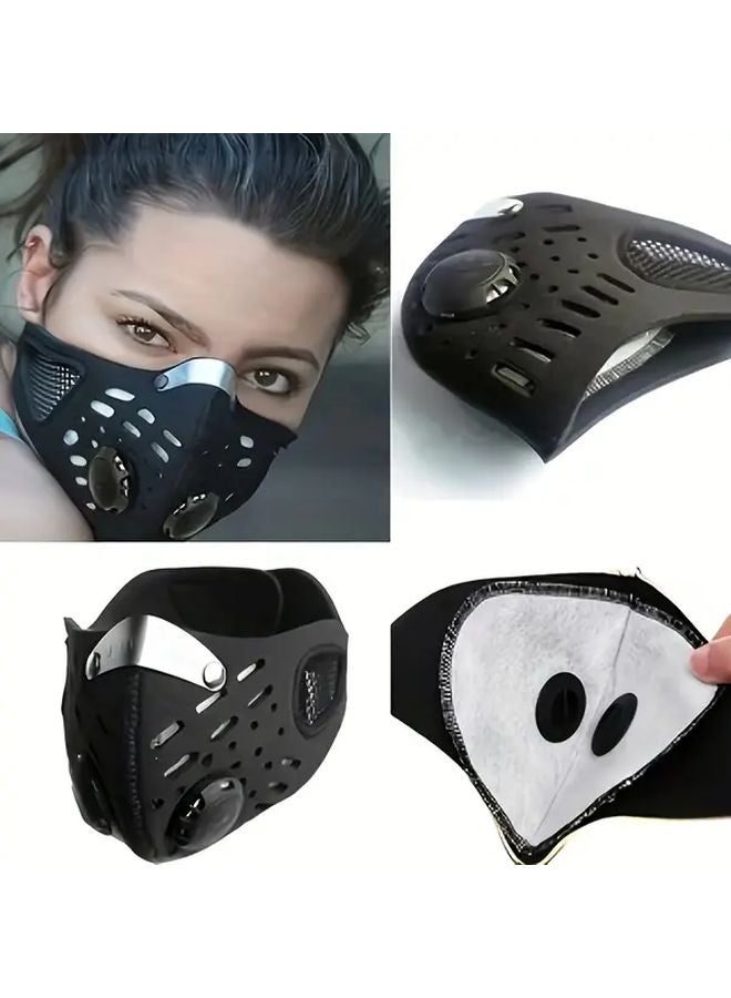 Black Sports Mask For Cycling Running And Outdoor Activities 1pc - Image 4
