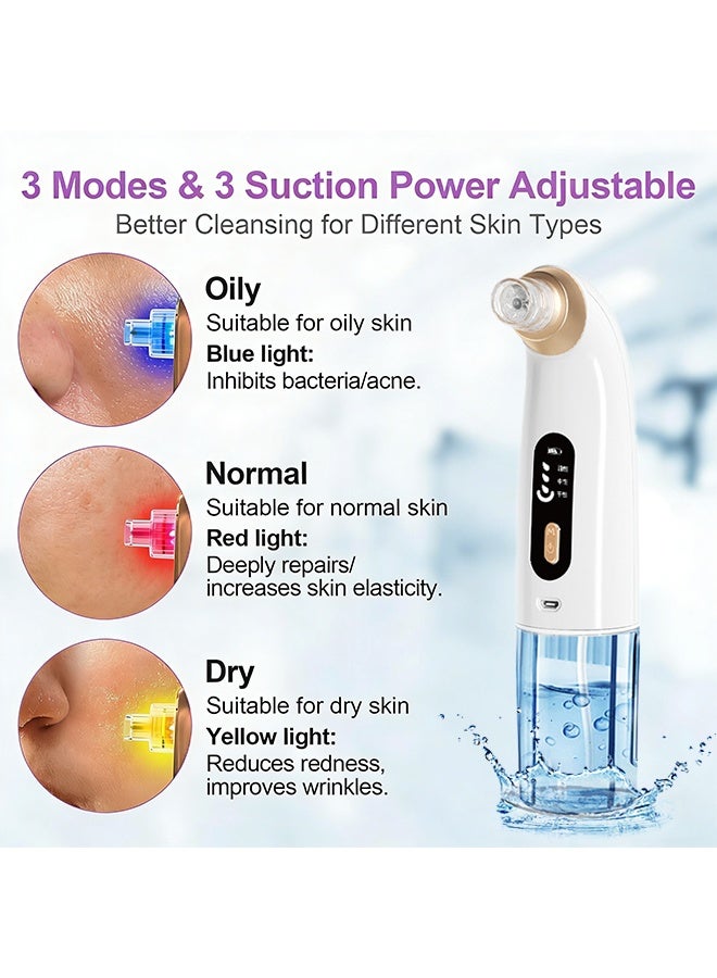 RESONIX Pore Vacuum Blackhead Remover Kit (White) – 3 Adjustable Suction Levels with LED Display, 6 Suction Heads & Extractor Tools, USB Rechargeable Facial Cleaner for Deep Pore Cleansing for Women & Men - Image 2