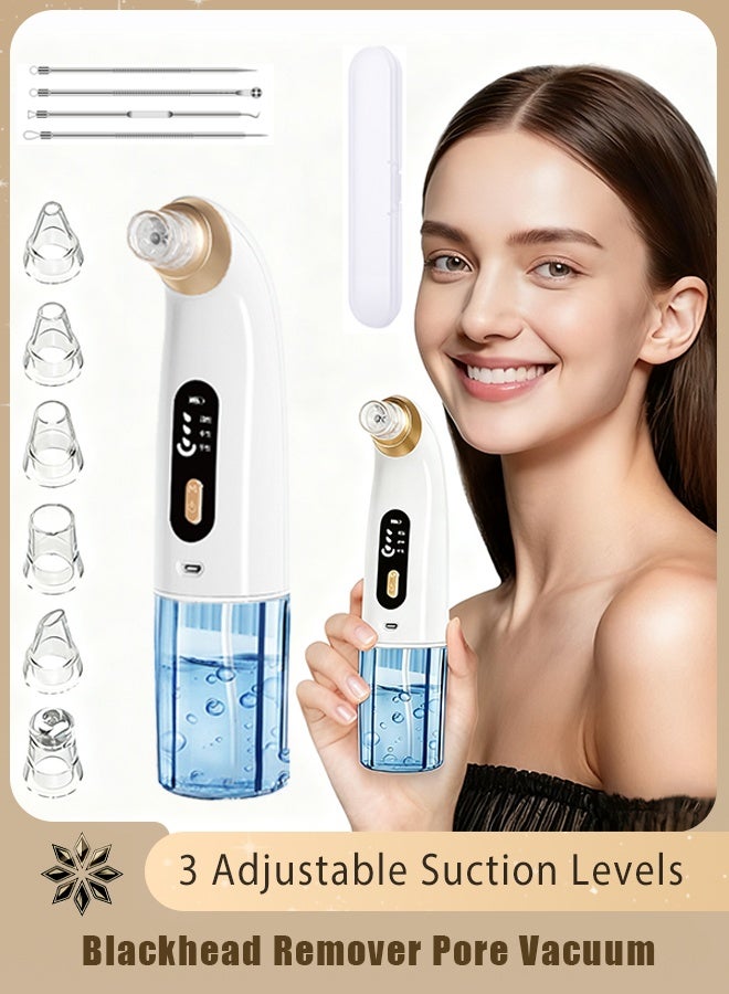 RESONIX Pore Vacuum Blackhead Remover Kit (White) – 3 Adjustable Suction Levels with LED Display, 6 Suction Heads & Extractor Tools, USB Rechargeable Facial Cleaner for Deep Pore Cleansing for Women & Men - Image 1