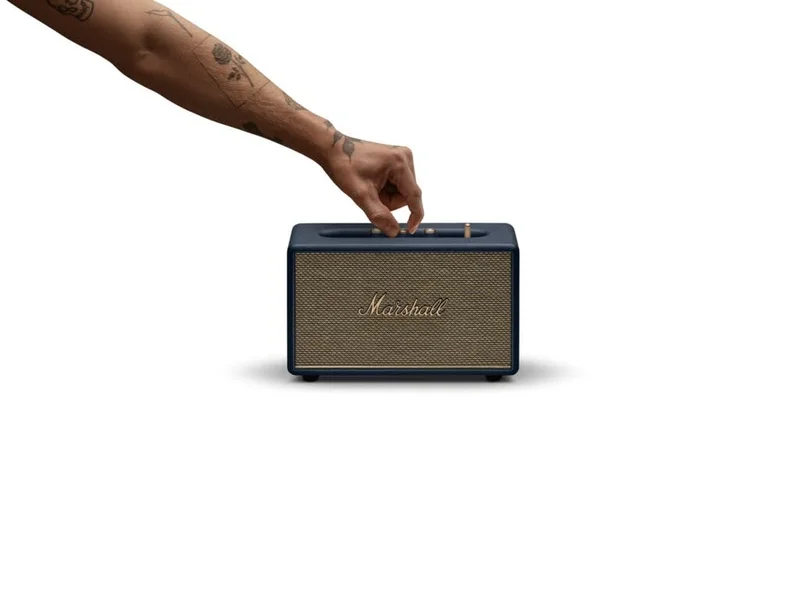 مارشال سماعة منزلية لاسلكية بريميوم أكتون  بقوة  واط وبلوتوث . ومدخلات متعددة - استمتع بصوت مميز | أزرق