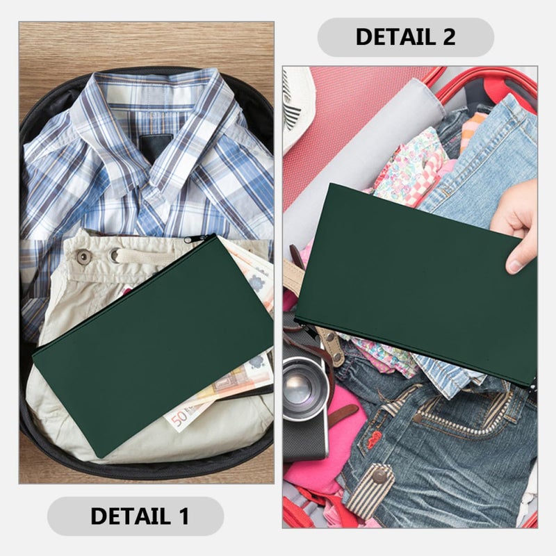 Emerald Green 3 Pack PU Leather Zipper Cash Deposit Bags With Receipt Organizer Wallet - Image 4