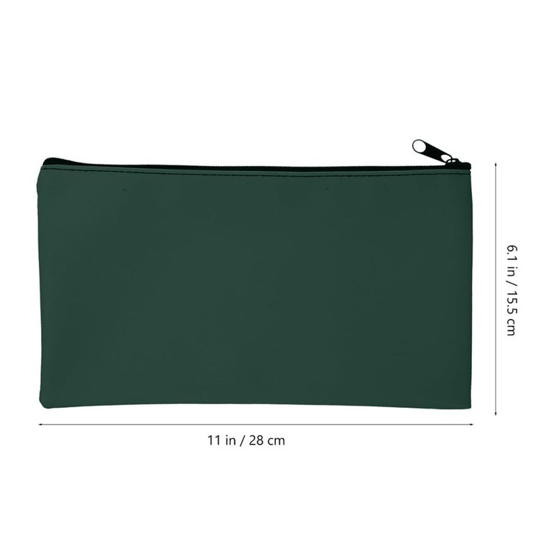 Emerald Green 3 Pack PU Leather Zipper Cash Deposit Bags With Receipt Organizer Wallet - Image 3