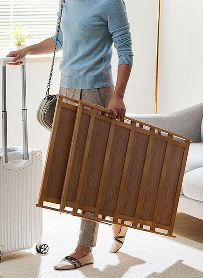 LINGWEI Portable Foldable 3 Tier Shoe Rack Storage Organizer Free Installation Folding Dustproof Shoe Cabinet Bamboo Stackable and Durable Shoe Shelf Space Saving Storage Shoe Tower Shoe Cabinet - Image 5