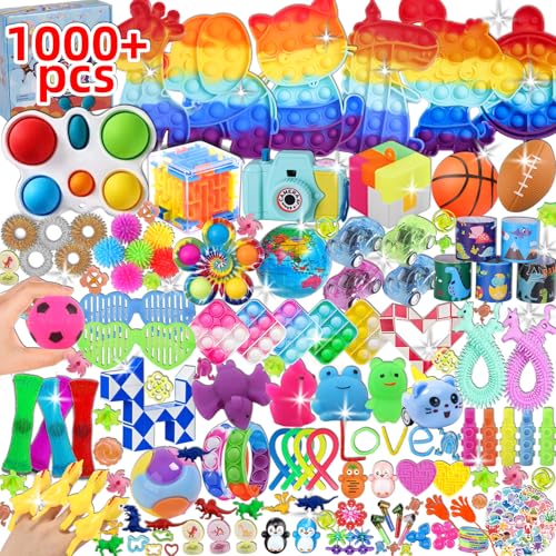 BILLFULL بيلفول 1000 قطعة هدايا حفلات للأطفال، ألعاب فidget بالجملة، هدايا عيد الميلاد، هدايا حفلات، جوائز كرنفال، حشوات بيناتا، حشوات أكياس الهدايا، جوائز صف المدرسة - Image 1