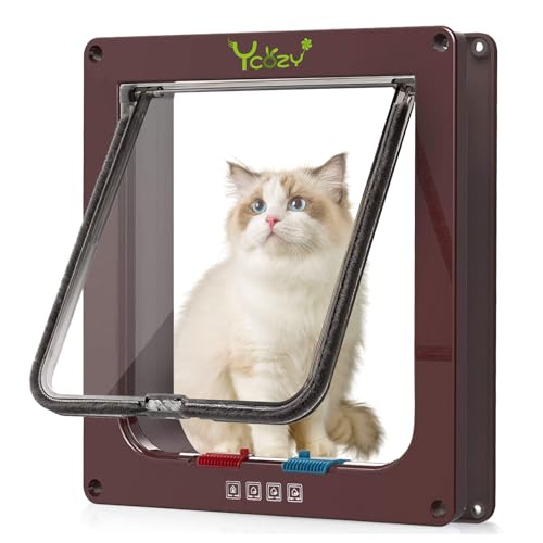 Ycozy XL Cat Doors Outer Size 11" x 9.8" 4-Way Locking Indoor Pet Door for Interior Exterior Door Wall Window, Weatherproof Cat Flap for Kittens & Dogs Easily Install - Image 1