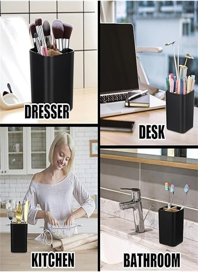 KASTWAVE Bamboo Toothbrush Holder, ELECDON Multifunctional Electric Toothbrush Holder, Naturally Tough Eco Friendly Toothpaste Caddy Toothbrush Organizer Stand for Bathroom Vanity Countertops, Black  - Image 5