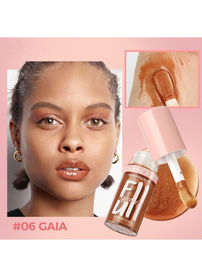 Gecomo Moisturizing Lip Oil, No-Sticky Tinted Lip Gloss for Dry Lips Lip Balm Lip Care, Shiny and Vegan Tinted Lip Gloss 0.16OZ - 06 GAIA  - Image 2