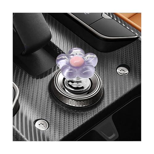 BWBWND Push to Start Button Cover Resin Flower Engine OneTouch Starter Ignition Switch Decorative Cover Universal Cute Engine Start Stop Button Auto Interior Decor for Women Girl Purple - Image 1