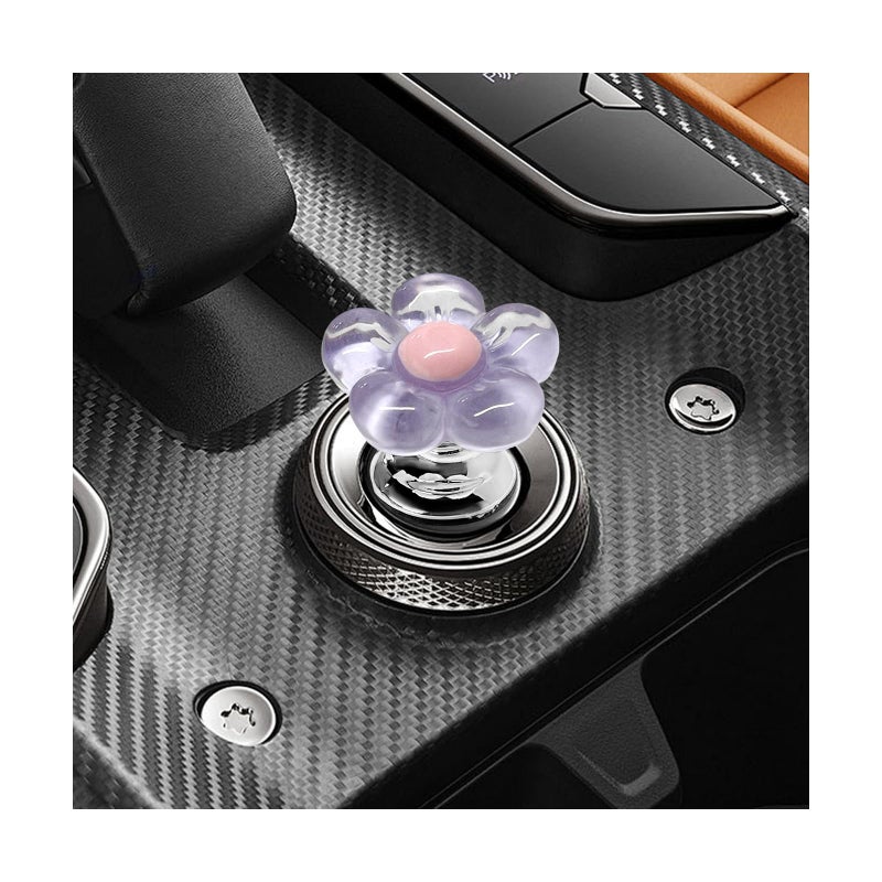 BWBWND Push to Start Button Cover Resin Flower Engine OneTouch Starter Ignition Switch Decorative Cover Universal Cute Engine Start Stop Button Auto Interior Decor for Women Girl Purple - Image 3