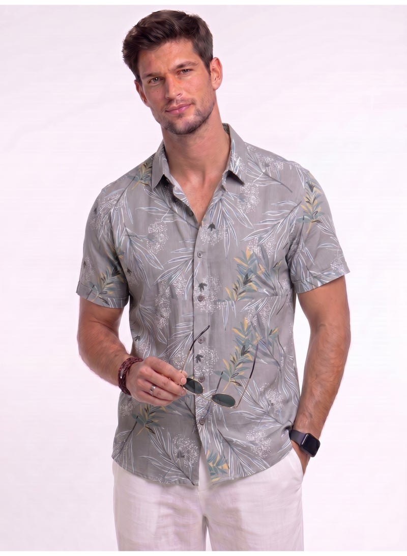 Men’s Patterned Short Sleeve Resort Collar Shirt