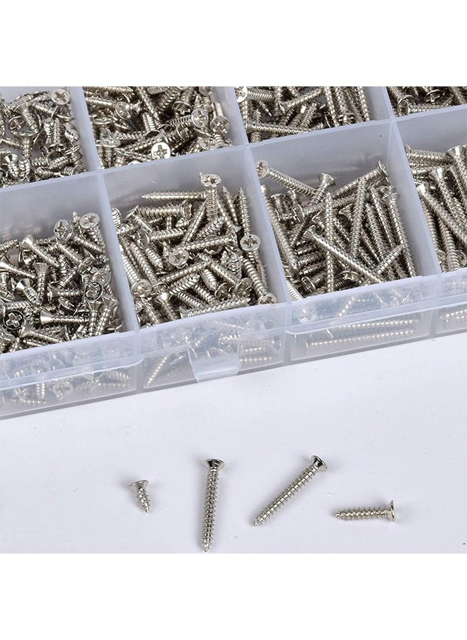 MVAQKLM  - 800 Packs M2 Screws Set, Phillips Flat Head Self-Tapping Screws, M2 Cross Head Countersunk Self Screws Assortment, Wood Screws Kit, Multi-Purpose Metal Screws Set with Storage Box - Image 1