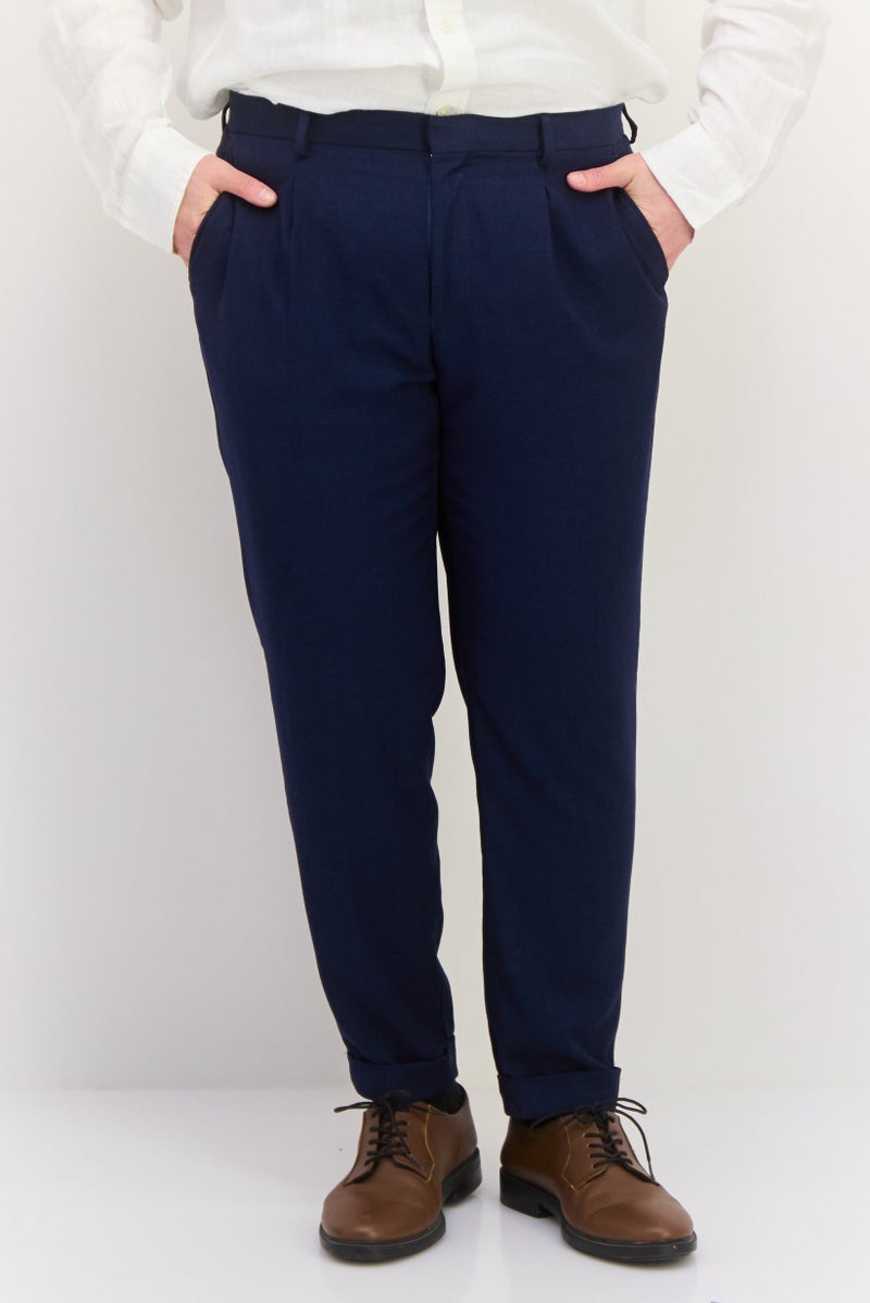 Sorbino Men Regular Fit Solid Dress Pants, Navy - Image 1