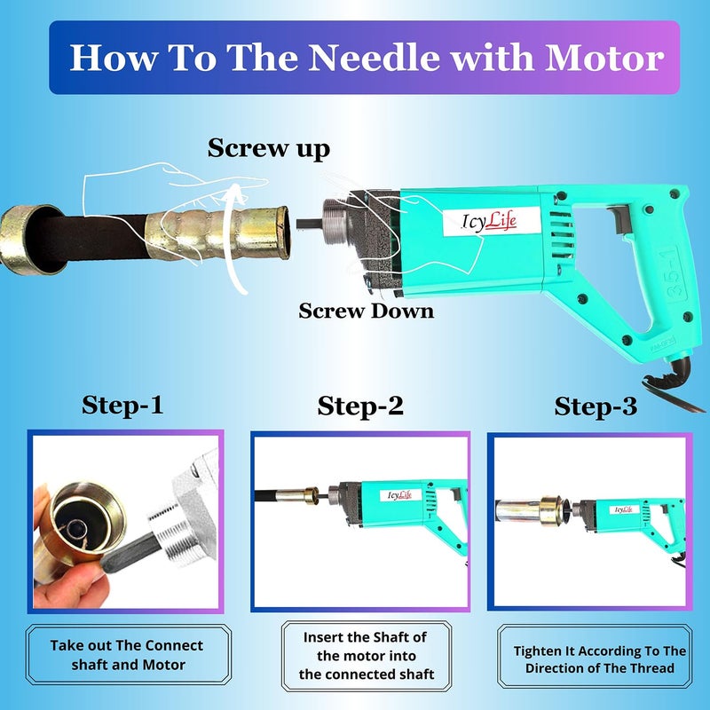 ICYLIFE ICYLIFE Concrete Vibrator With 15 Mitre Needle Shaft 1250WTT 13000RPM Electric Vibrator Machine  - Image 4