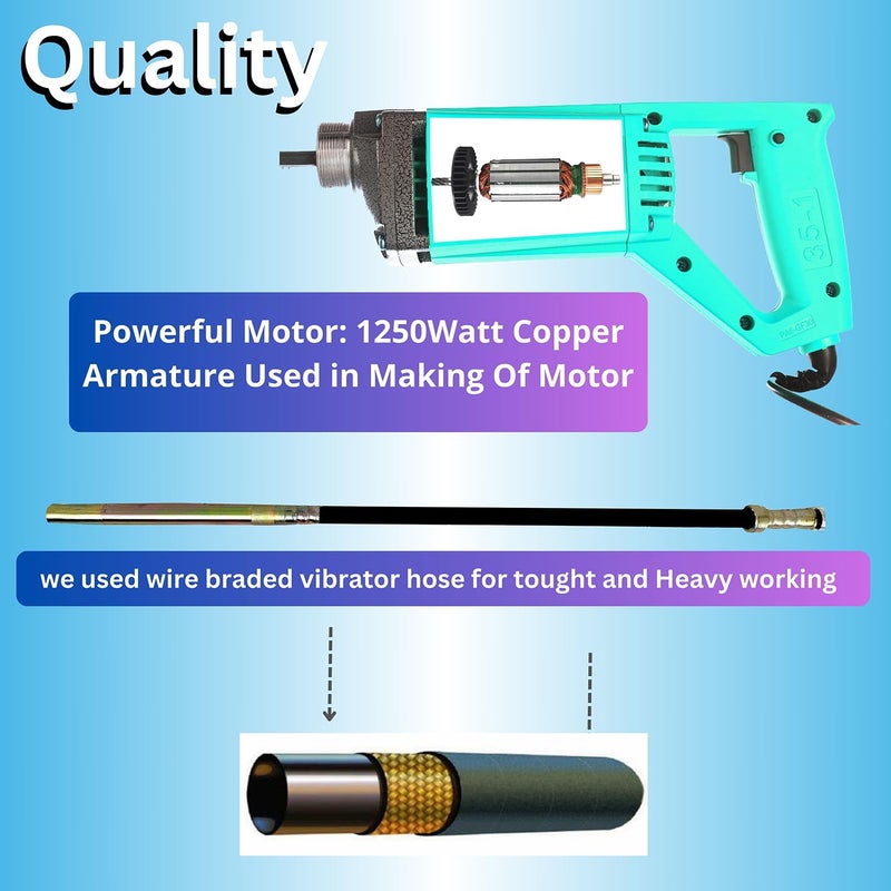 ICYLIFE ICYLIFE Concrete Vibrator With 15 Mitre Needle Shaft 1250WTT 13000RPM Electric Vibrator Machine  - Image 3