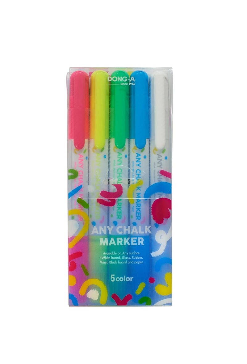 Dong-A Board & Glass Chalk Pen Marker (5 Pc Assorted Set) - Image 1