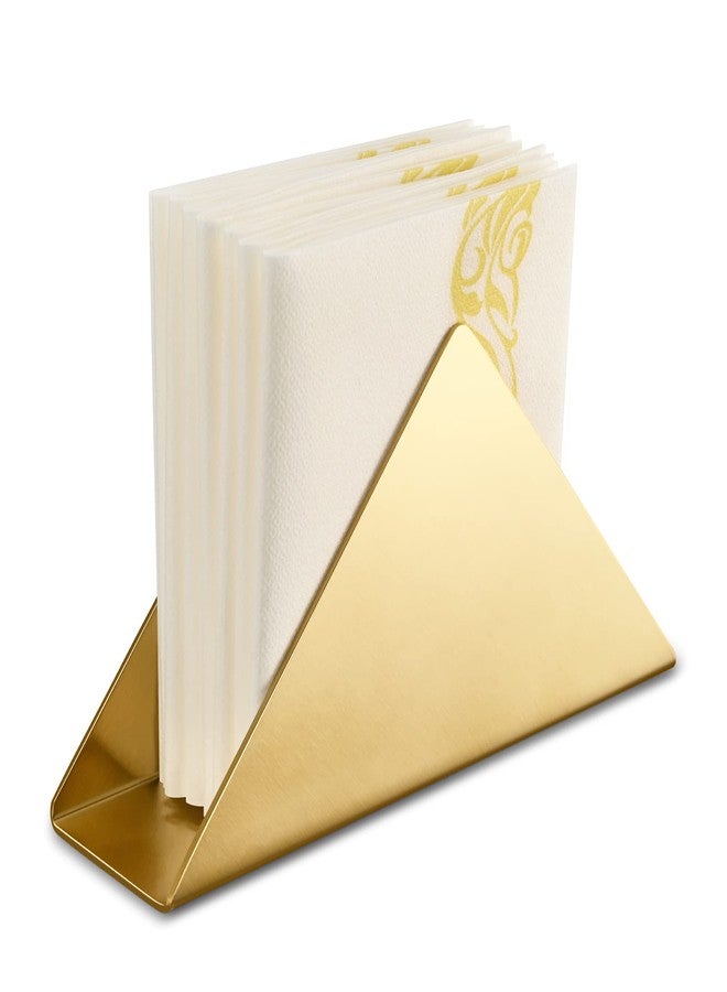 Luvtree 2 Pieces Golden Stainless Steel 304 Napkin Holder, Modern Triangle Cocktail Napkin Dispenser Organizer for Kitchen Countertops, Dinner Tables, Picnic Tables - Image 2