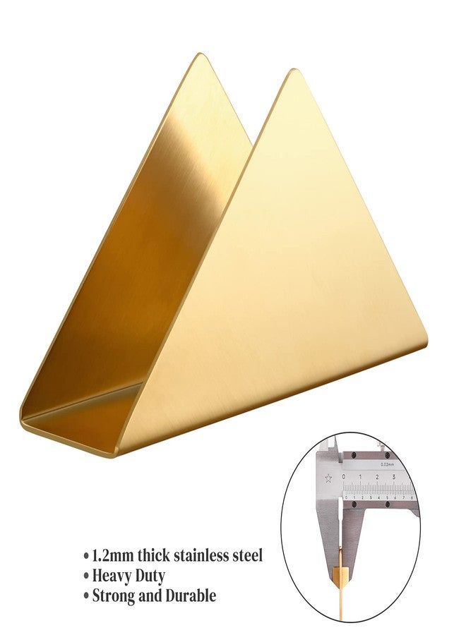 Luvtree 2 Pieces Golden Stainless Steel 304 Napkin Holder, Modern Triangle Cocktail Napkin Dispenser Organizer for Kitchen Countertops, Dinner Tables, Picnic Tables - Image 4