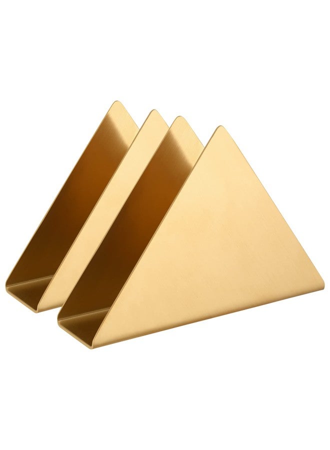 Luvtree 2 Pieces Golden Stainless Steel 304 Napkin Holder, Modern Triangle Cocktail Napkin Dispenser Organizer for Kitchen Countertops, Dinner Tables, Picnic Tables - Image 1
