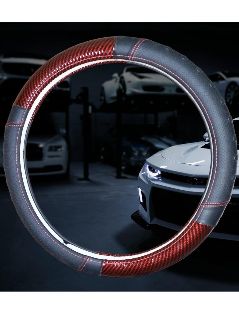 Steering wheel made of carbon fiber and artificial leather - Image 1