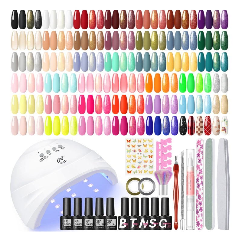 COSCELIA 57pcs Gel Nail Polish Kit with U V light 40 Colors Winter Spring Gel Polish Set 5pcs Soak Off Top and Base Coat Nail Stickers Gel Manicure Starter Kit Gifts for Women - Image 1