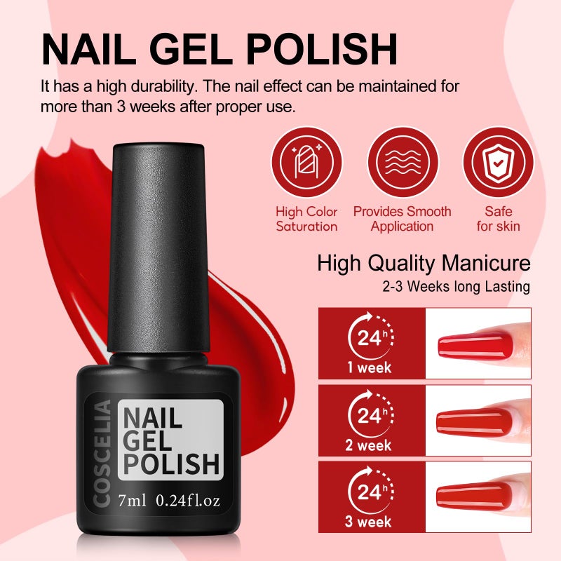 COSCELIA 57pcs Gel Nail Polish Kit with U V light 40 Colors Winter Spring Gel Polish Set 5pcs Soak Off Top and Base Coat Nail Stickers Gel Manicure Starter Kit Gifts for Women - Image 5