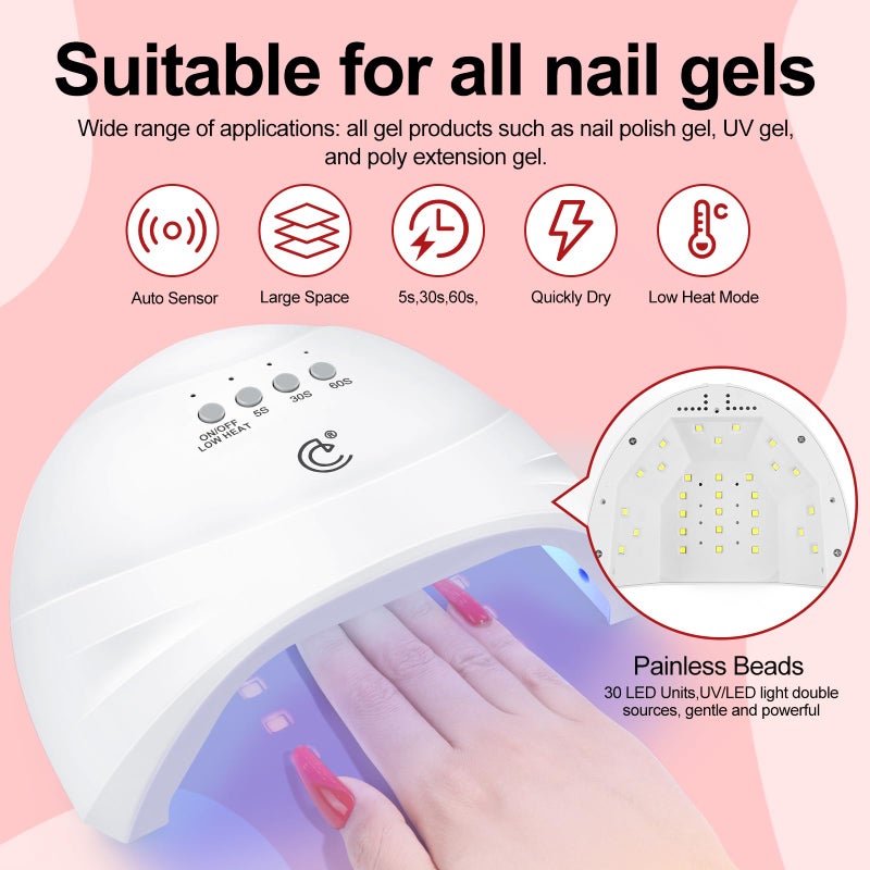 COSCELIA 57pcs Gel Nail Polish Kit with U V light 40 Colors Winter Spring Gel Polish Set 5pcs Soak Off Top and Base Coat Nail Stickers Gel Manicure Starter Kit Gifts for Women - Image 4