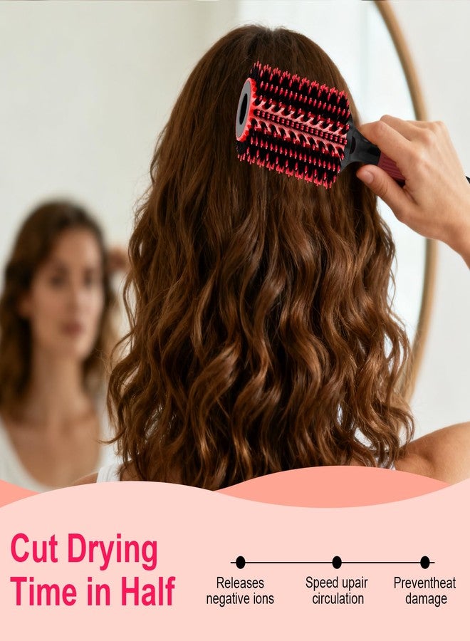 BBV Round Brush for Blow Out, Hair Brushes for Women, Boar Bristle Round Hair Brush for Curling, Styling, Volume & Shine, Red and Black (1.1 INCH) - Image 5