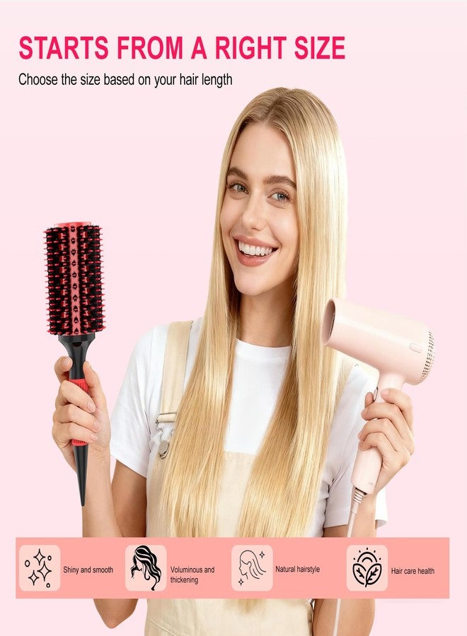 BBV Round Brush for Blow Out, Hair Brushes for Women, Boar Bristle Round Hair Brush for Curling, Styling, Volume & Shine, Red and Black (1.1 INCH) - Image 4