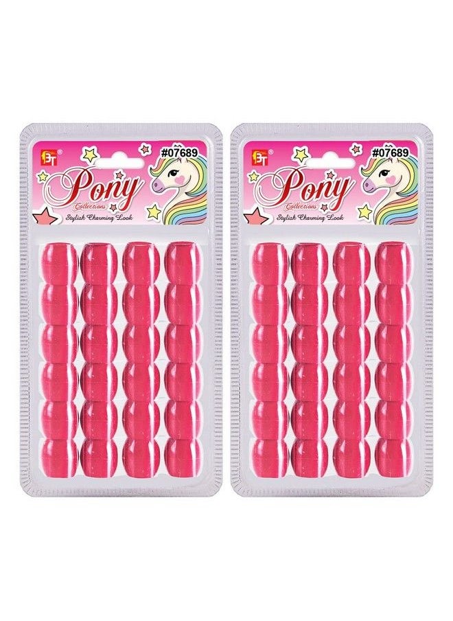 Beauty Town - 48 Pcs Beads Jewelry Making Kit Diy Hair Braiding Bracelet Ornaments Crafts Jumbo Round Pony (Pink) - Image 1