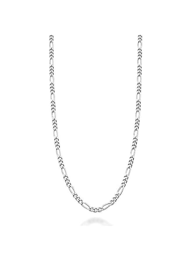 Arabest Solid 925 Sterling Silver Italian 2.3mm Diamond-Cut Figaro Link Chain Necklace for Women Men, Made in Italy - Image 1