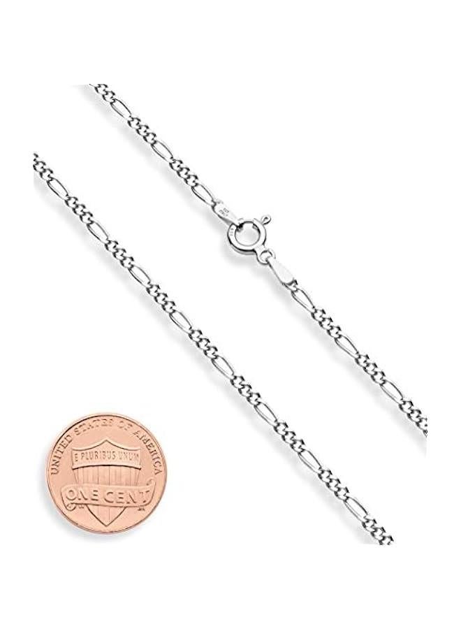 Arabest Solid 925 Sterling Silver Italian 2.3mm Diamond-Cut Figaro Link Chain Necklace for Women Men, Made in Italy - Image 2