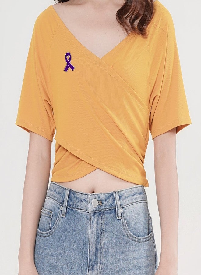 TUCEWP 6Pcs Purple Ribbon Lapel Pins Domestic Violence Awareness Pins Alzheimer’s Pancreatic Cancer Lupus Awareness Enamel Brooch Pin for Charity Events Survivor Campaign Party Favors Supplies - Image 2