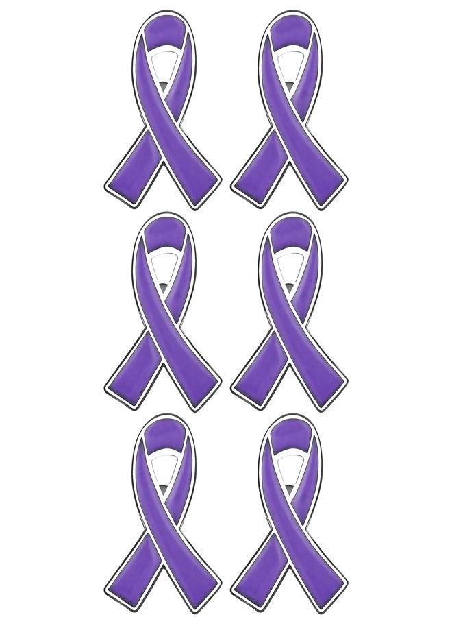 TUCEWP 6Pcs Purple Ribbon Lapel Pins Domestic Violence Awareness Pins Alzheimer’s Pancreatic Cancer Lupus Awareness Enamel Brooch Pin for Charity Events Survivor Campaign Party Favors Supplies - Image 1