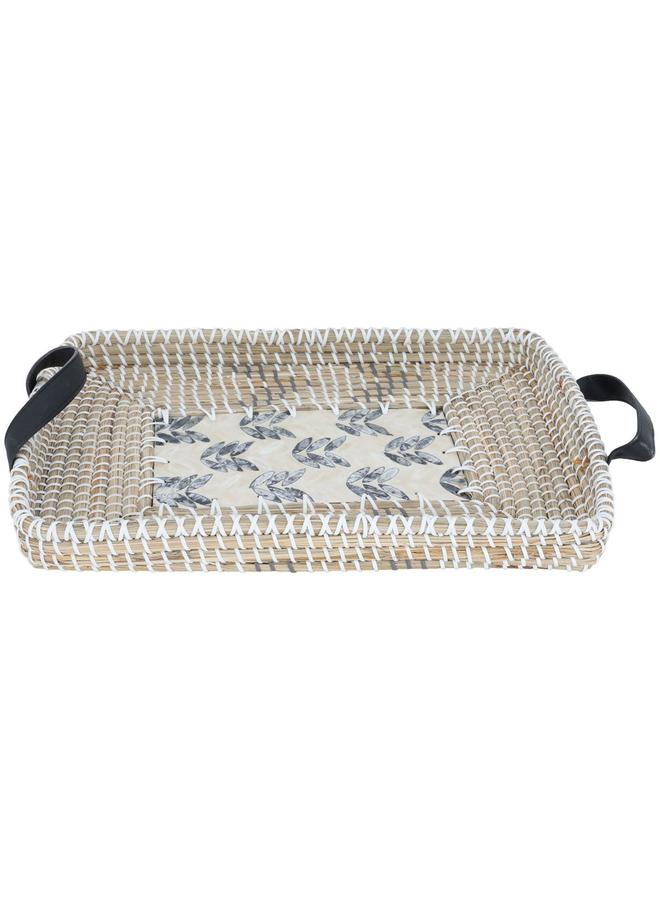 Alsaif Wicker Serving Tofir 47 X 35 X 4.5 Cm Rectangle Beige White - Image 2