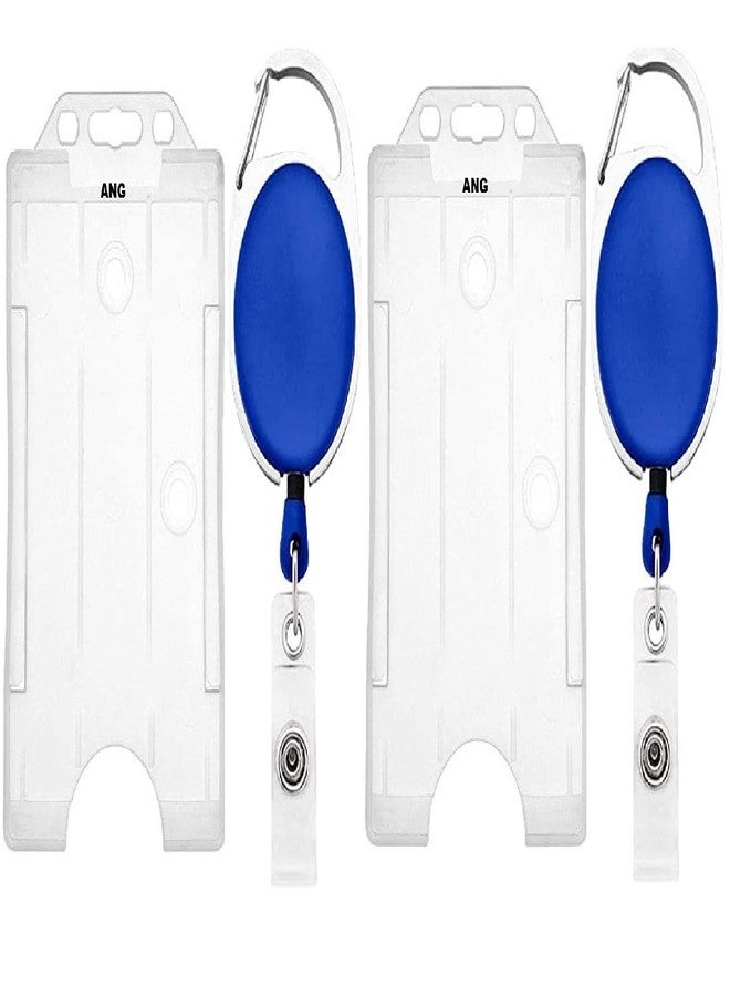 ANG Retractable Reel, Oval Shaped id Badge Holder I.D. Card Retractable Holder Badge Yo Yo Clip + White Card Holder Pack 2 - Image 1