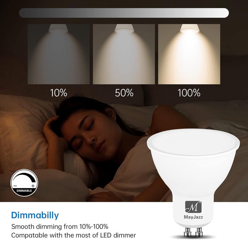لمبات LED GU10 قابلة للتعتيم، عبوة من 10 قطع، 4000K أبيض طبيعي، مكافئ لـ 70W هالوجين، موفرة للطاقة 7W، زاوية شعاع 120°، لمبات موجهة، لمبات LED لإضاءة المسار المدمجة، 600 لومن، CIR≥80 - Image 3