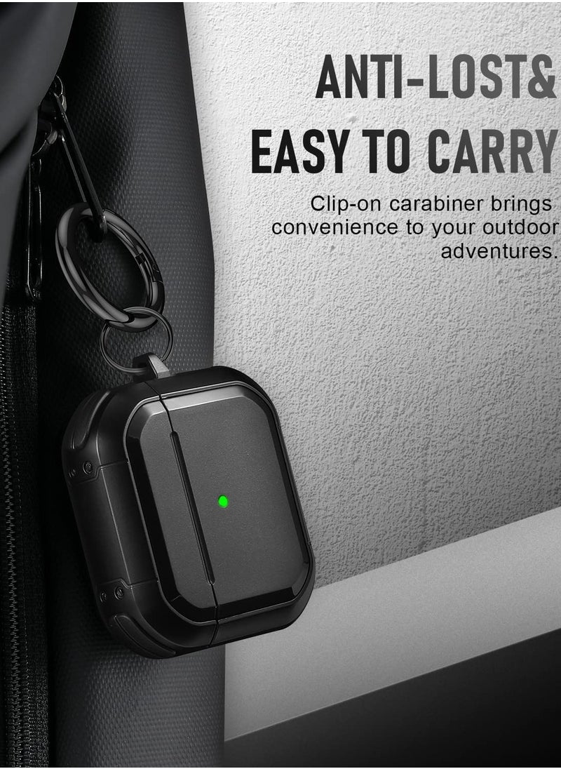 Generic - AirPods 3 Case Cover with Keychain Upgraded Armor Shockproof Hard-Shell Protective TPU Compatible for Apple Airpods 3rd Generation Case for Women Men (Front LED Visible) Black - Image 1